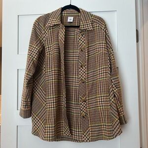 CAbi Brown and Black Blazer Classic Plaid Design